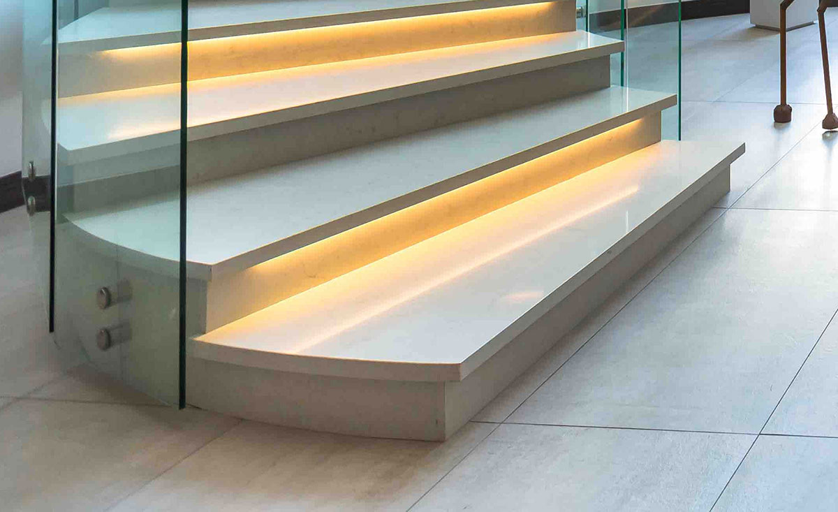 Spiral Cladded Staircase White Cladded